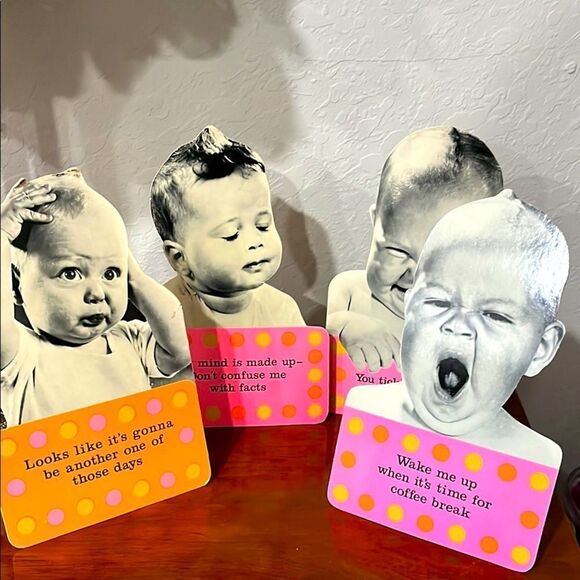 Vintage Baby Photo Signs Cards with Quotes Fantastic Find Set of 4 - Picture 1 of 8